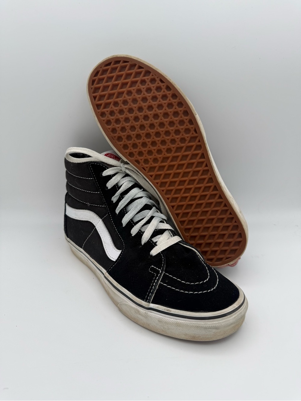 Women's Vans Sk8-Hi Classic High-Top Black White Suede Casual Skate Shoes Sz 9.5
